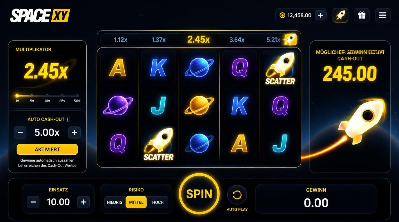  Slot-Bedienoberfläche mit klaren Knöpfen und Multiplikatoranzeige 